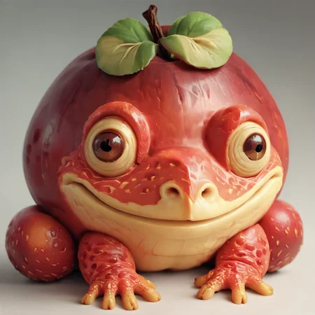 score_9, score_8_up, score_7_up, score_6_up, score_5_up, score_4_up,
<lora:plant_animals-7:0.8>,
plant_animal,
apple frog head