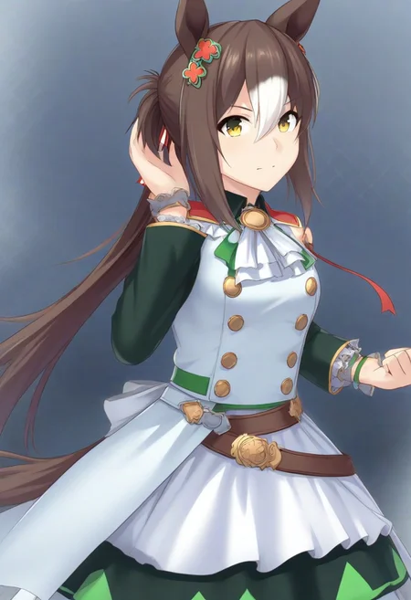 fine_motion_(umamusume) ,
, zoom_layer,1 girl,, indoor ,
animal ears , hair ornament , horse ears , ,horse tail, umamusume ,
shiseki_hirame artist style , Shiseki Hirame artist style ,clothing ,diamondMW, clothes made of mad-cable clothes, upper body , long skirt, solo,countless diamonds