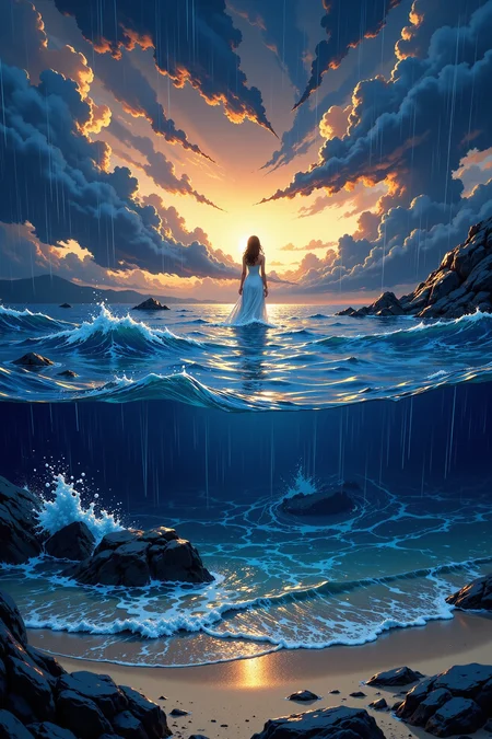 ocean bottom beautiful anime landscape, rain and storm, woman, very intricate, very detailed, sharp, bright, colorful, <lora:Hand v2:0.5> <lora:Anti-Blur:1><lora:Insane Detail Slider:0.25> <lora:flux.1_lora_flyway_Epic-detail_v2:0.3> <lora:fluxenhancer:0.25> <lora:ROWER:0.6> <lora:Niji Anime Scenic:0.6>