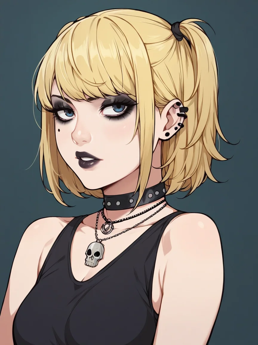 score_9, score_8_up, score_7_up, score_6_up, score_5_up, <lora:d34thn0t3XLP:1> d34thn0t3, 1girl, blonde, goth, solo,
