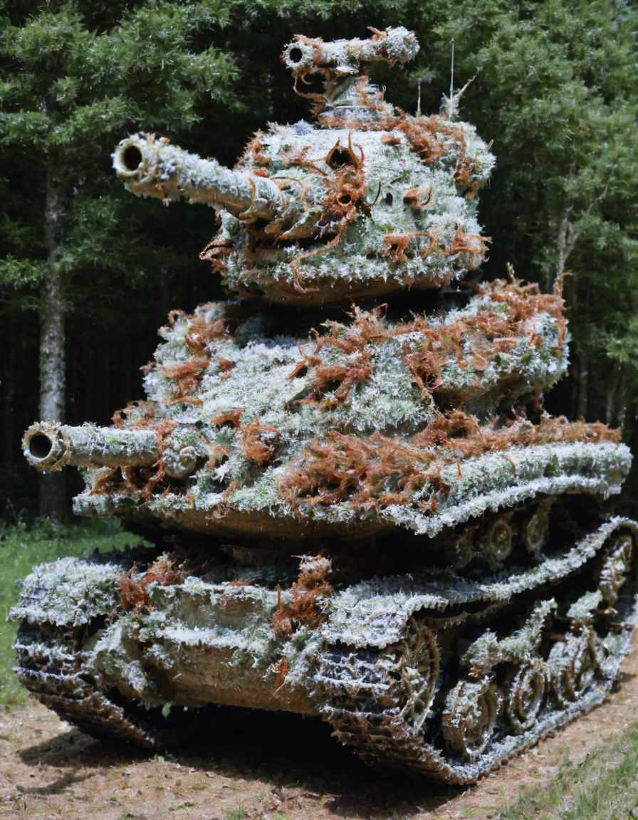 <lora:t3gr1dy-000007:0.9>tank made out of t3gr1dy