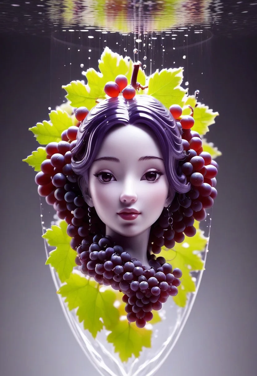Masterpiece, best quality, 1girl, made from grapes