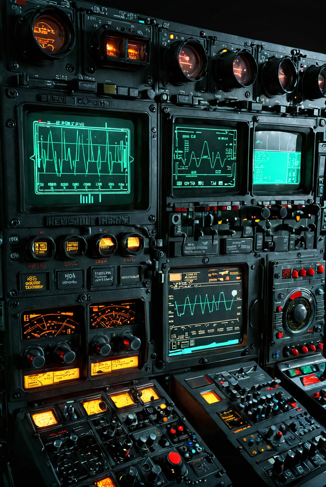 ((extremely large machine interface)), Oscilloscope, radio unit, sin wave, crt screen, futuristic control panel, realistic details, glowing buttons, dark atmosphere, accurate reflections
smooth dials, detailed knobs
[reflections, realistic soft lighting, realistic, high quality photo, 4k, hd, 7-AnalogueInterfaces]
 <lora:Analogue Interfaces v1.0:0.8> <lora:add-detail-xl:0.5>