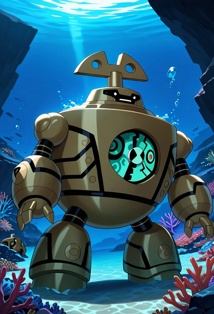 masterpiece, best quality, amazing quality, very aesthetic, absurdres, newest,
clockwork, robot, solo, no humans,
underwater, covered in coral, sea floor, coral reef, rusty robot, black eyes, black mouth, old robot, damaged robot,