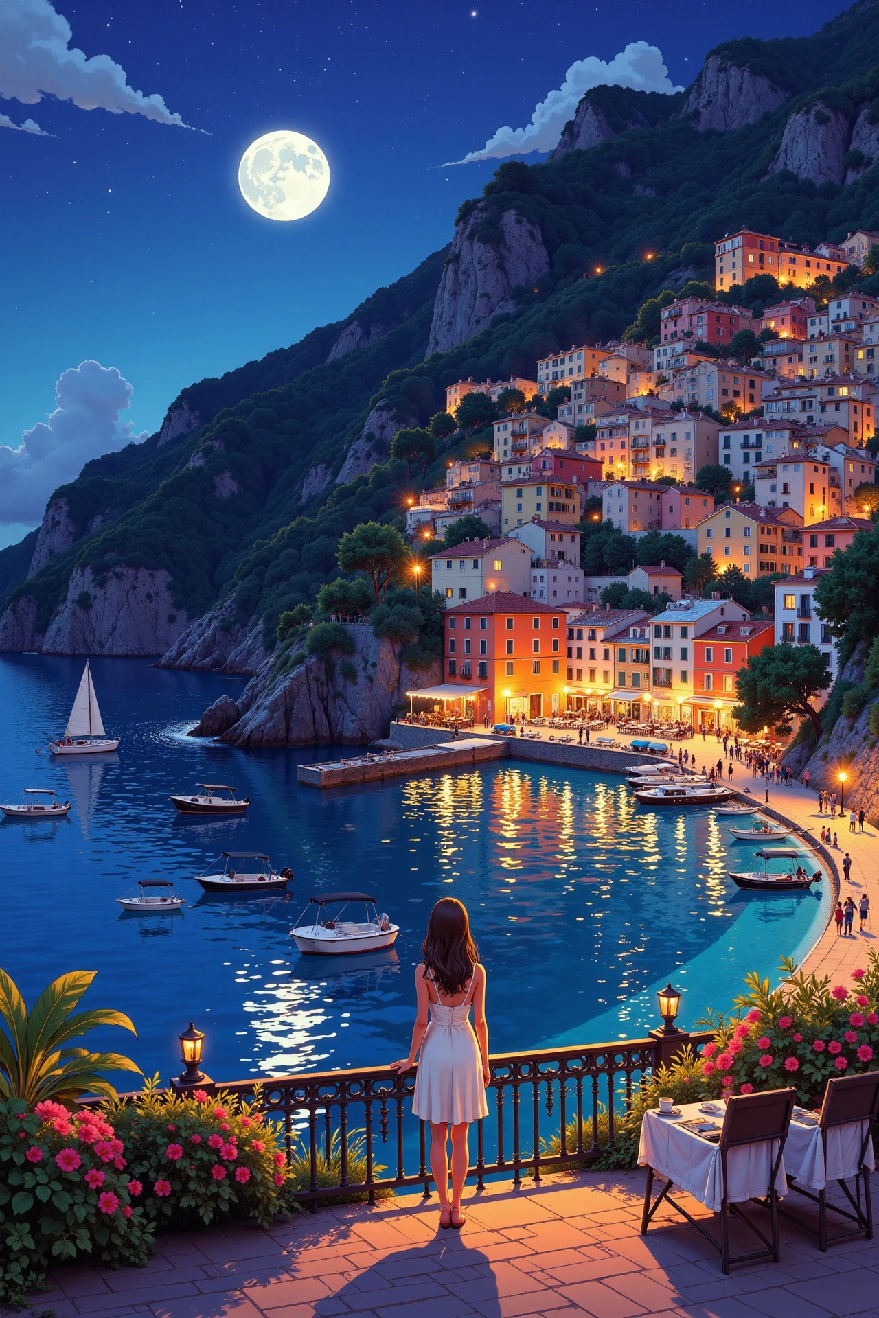 Amalfi Coast, Italy beautiful anime landscape, evening, woman, very intricate, very detailed, sharp, bright, colorful, <lora:Hand v2:0.5> <lora:Anti-Blur:1><lora:Insane Detail Slider:0.25>  <lora:flux.1_lora_flyway_Epic-detail_v2:0.3> <lora:fluxenhancer:0.25> <lora:ROWER:0.6> <lora:flux-charmer-v1-1:0.4>   <lora:Comicbook_Flux:1> ff-comic