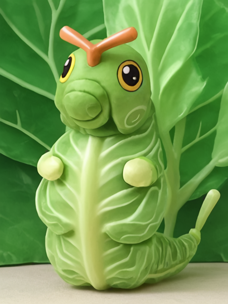 cabbage, cjdl, <lora:VegetableCabbage-PonyP-PAseer:0.95> green, (plant:1.2), (Caterpie made of cabbage:1.1), elaborate, (cinematic composition, ultra realistic:1.0), (masterpiece:1.1), best quality, intricate, extremely detailed, intricate, detailed background, OverallDetailXL, safe_pos <lora:POKEMON_CATERPIE:0.8> caterpie, pokémon_/(creature/), no humans