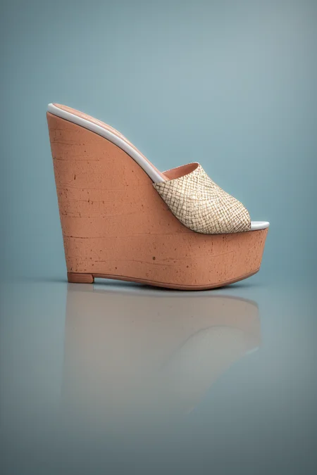score_9, score_8_up, score_7_up, source_anime, detailed, abstract background, Wedge Heels, Cork wedges, no humans, side view, wedge slides, slip on heels
