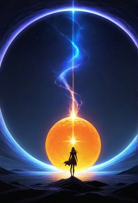 (1boy, 1girl, solo, single, , novuschroma69 dual dichotomy, arcane, Gotoh_Hitori:1.3), a dayglo orange figure in The UFO Zoetermeer Project, masterpiece, best quality, high res, illustration, extremely detailed, 8k, wallpaper