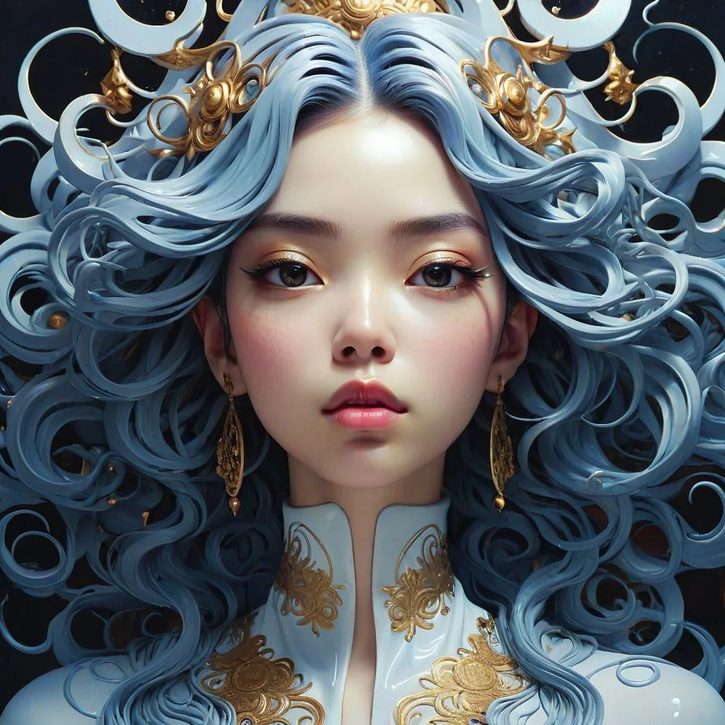 sensual, beautiful, amazing, delicate, female, fluid dynamics, melting, strong, symmetrical, sexy, lascivious, amazing, symmetrical face, academia, portrait, cute, intricate, highly detailed, divine realm of gods, elegant, concept art, art by jin kagetsu, james jean and wlop,