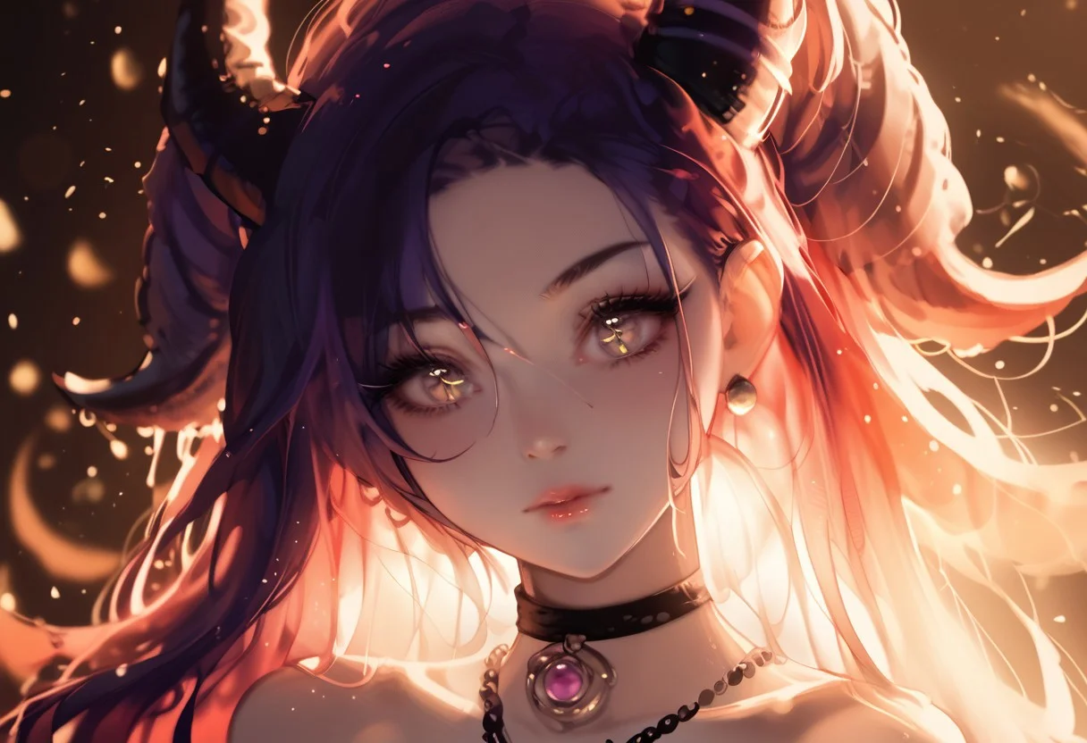 (score_9, score_8_up, score_7_up, score_6_up, 1girl, solo, embedding:zPDXL), Nemesis: A wavering mist takes form, elongating into dark tendrils. Her hair flows like an inky black mist, her eyes a swirling bright magenta. Her form is that of a beautiful woman, hourglass figure, (tiefling with black skin), (in the abyss),skyaboveme,by pistachiocream,light rays,lens flare,light particles,beautiful color, detailed, amazing quality