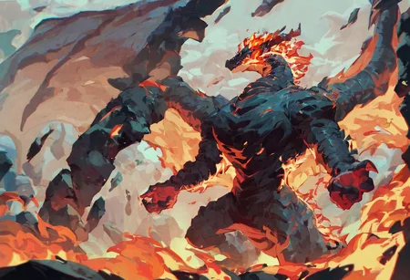 score_9, score_8_up, score_7_up, score_6_up,
latge hellscape, magma, fore, lave rock, volcaniceruption, fire dragon
large fire dragon, dragon wings, large wings, covered in fore, covered in rock,