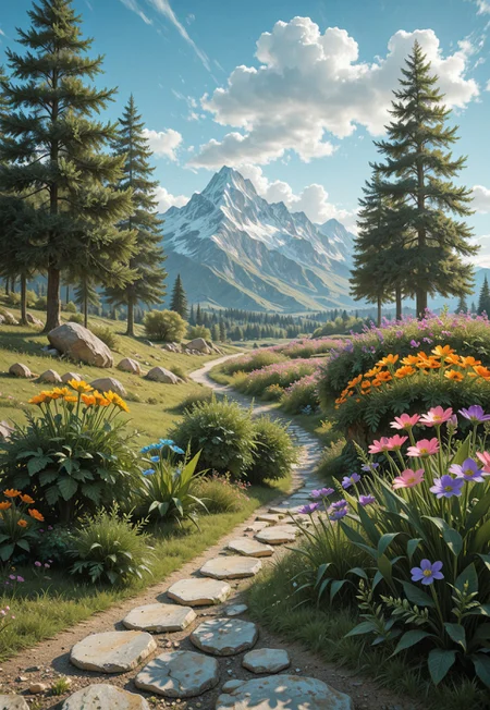 impressionism (1.5), perfect eyes, high detail, depth of field, (blurred background), (dramatic lighting),masterpiece, best quality,((asd123)),very aesthetic,8k,  (( neon green-yellow)),

In this image we can see a few mountains, there are some trees, plants, flowers, rocks, grass, and the sky with clouds in the background..    ,
masterpiece, best quality, amazing quality, very aesthetic, perfect, eyes, grown, 24yo, (USNR), (r17329_illu)



,flower, outdoors, sky, day, cloud, blue_sky, tree, no_humans, white_flower, grass, cloudy_sky, plant, red_flower, scenery, nature, pink_flower, blue_flower, forest, yellow_flower, rock, purple_flower, mountain, bush, road, field, mountainous_horizon, orange_flower, landscape, path, meadow