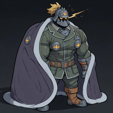 masterpiece, best quality, newest, absurdres, highres, blanket, (chibi), under covers, <lora:CozyBlanket_illusXL_Incrs_v1:1>, pajamas, abstract,dark theme,ggstpot, muscular male,helmet, green jacket, pants, boots, gauntlets, belt, ponytail, yellow eyes,,glowing eyes,eye trail