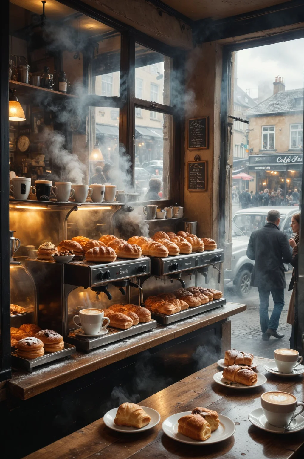An incredibly realistic image of a bustling caf scene, with patrons chatting over steaming cups of coffee and pastries displayed in the window with such clarity that viewers can almost smell the aroma.
<lora:add-detail-xl:1> <lora:WildcardX-XL-Detail-Enhancer:0.9>
<lora:xl_more_art-full_v1:0.4> <lora:ral-ertmsphr:0.31> ral-ertmsphr <lora:ral-apoctvisn-sdxl:0.21> ral-apoctvisn