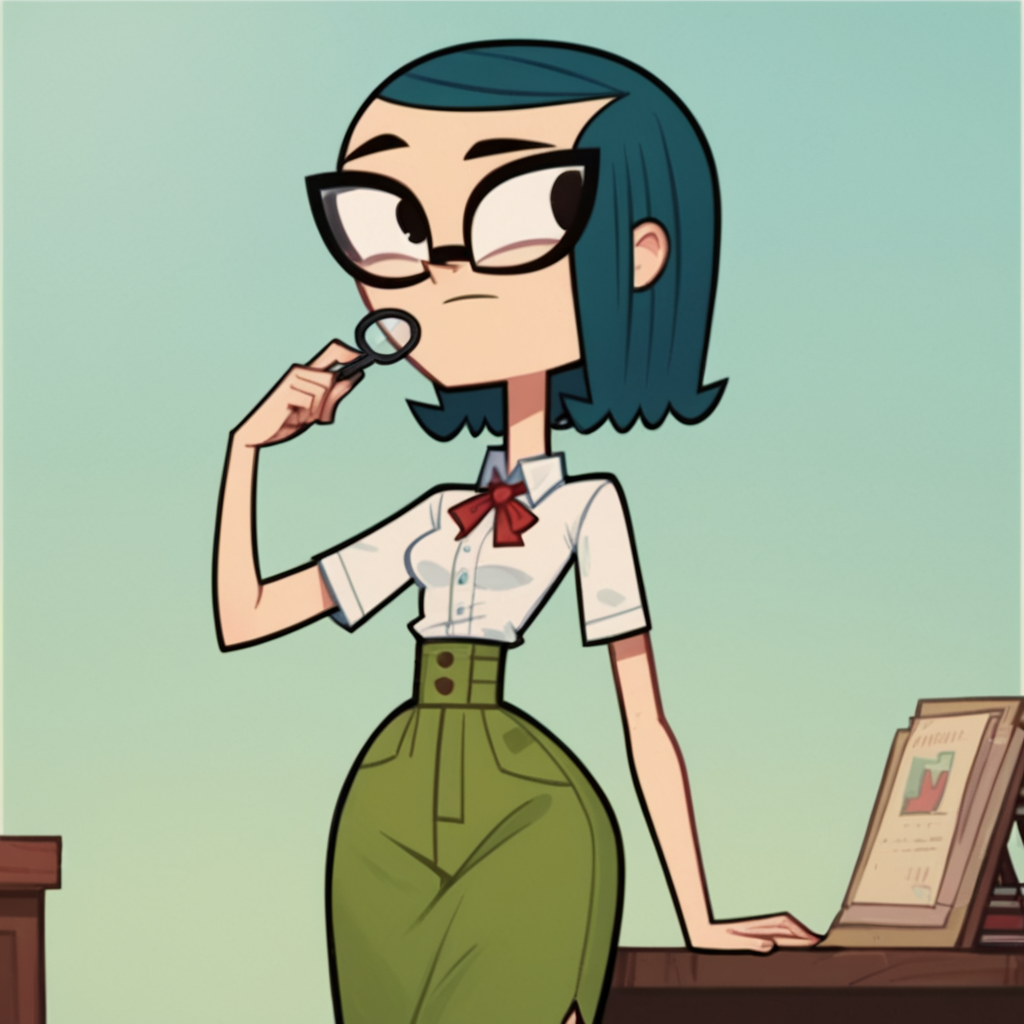 score_9, score_8_up, score_7_up, score_6_up, score_5_up, score_4_up, 1girl, solo, blue hair, short hair, glasses, small breasts, narrow waist, wide hips, highres, high quality, masterpiece,
 <lora:Mina_Beff:1>