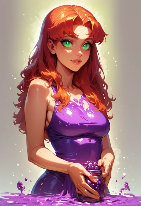 score_9, score_8_up, score_7_up, 
Starfire made of grapes, jar of grape peanut butter, oozing purple liquid,
hkmagic