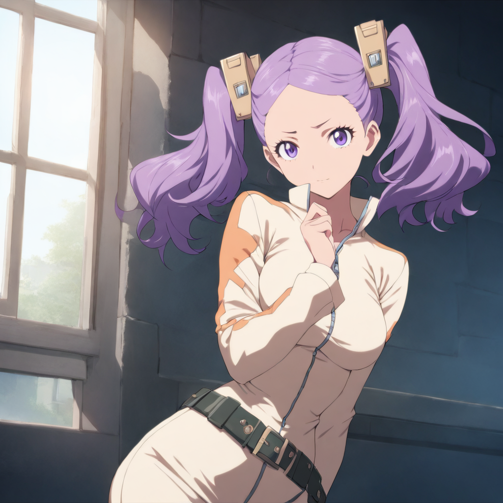 1girl,solo,looking at viewer,masterpiece,high score,great score,absurdres,<lora:Wahanly_Shume ag4o v1:1> wahanly_shume, purple hair, twintails, purple eyes,belt,