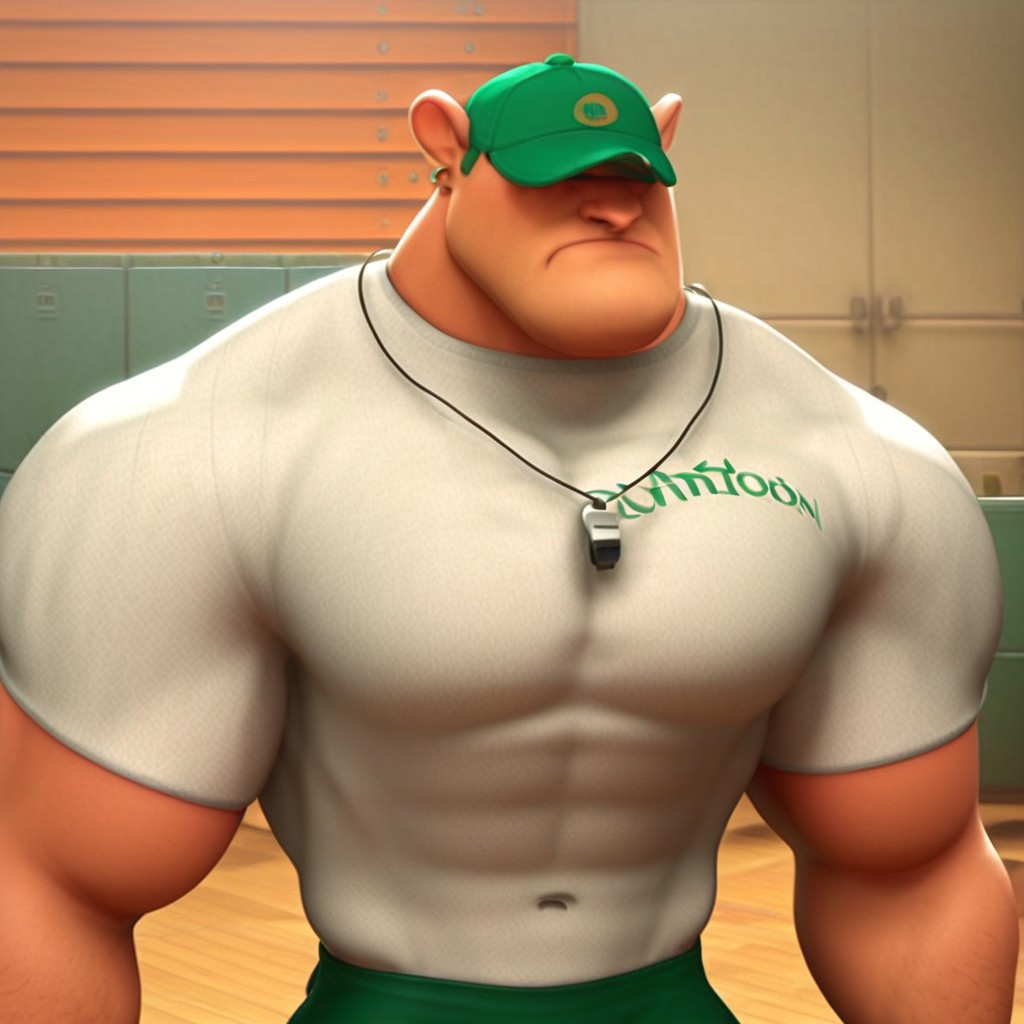 1boy, standing, muscles, BARA, MUSCULAR, MUSCULAR MALE, white SHIRT, MAN, SOLO, MALE FOCUS, HAT, PECTORALS, MALE, SHIRT, BASEBALL CAP, LARGE PECTORALS, BULGE, SHORT HAIR, WHISTLE AROUND NECK, ((green headwear)), ((Bara)) masterpiece, best quality, amazing quality, solo, 1boy, , solo_focus, mature male, muscular male, pectorals, muscular, bara, masterpiece, best quality, amazing quality, muscular male, big muscles, (huge muscles), muscular arms, ((High quality)), ((Best quality)), ((Perfect ears)), (pointed nose), ((upper body)), ((((Serious expression)))) ((serious mouth)), (((Frontal view))), ((baseball cap that cover his eyes)), ((Detailed mouth)) (fine details in expression)((mouth))