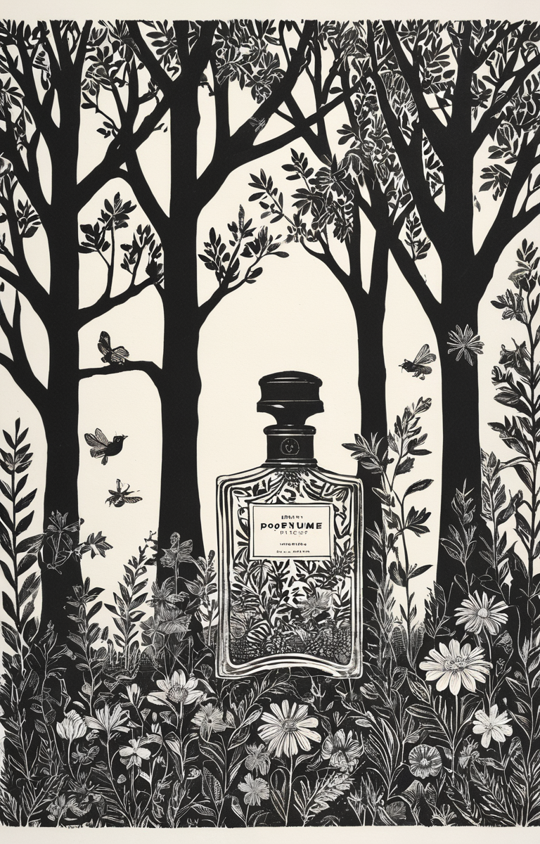 masterpiece,best quality,<lora:tbh39-sdxl:0.9>,illustration, A bottle of perfume in garden
