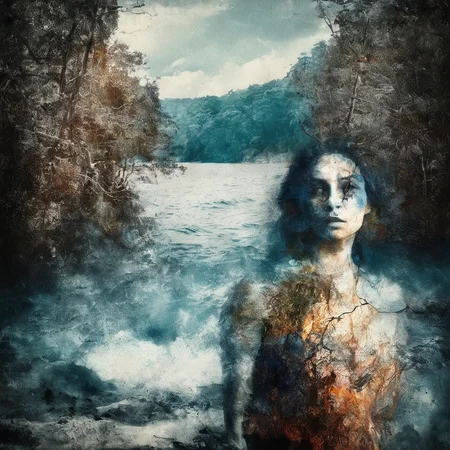<lora:SDXL_double_exposure_Sa_May_V8:1> double exposure, a woman near the sea, forest, color