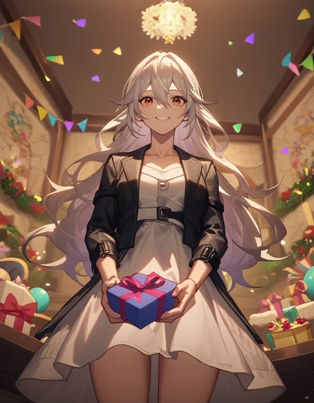 score_9,score_8_up,score_7_up,looking at viewer,birthday party,birthday cake,happy birthday,gift,holding gift,formal_dress,giggling,cowboy shot,
<lora:luxini_pony:0.6>,luxini,1girl,solo,long hair,bangs,hair between eyes,cinematic_angle,
<lora:Anime_Screencap:1>,anime screencap,