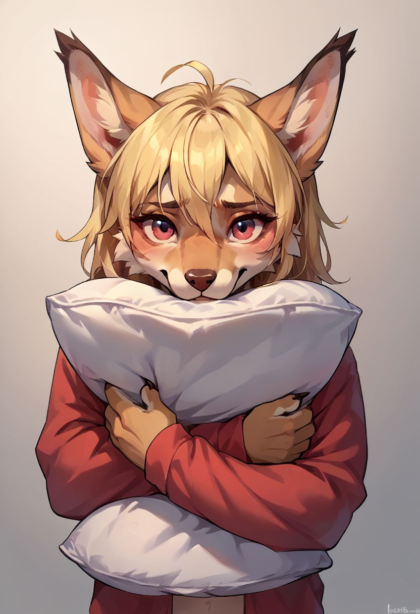 score_9, score_8_up, score_7_up, source_furry, scared to sleep alone, pillow hug