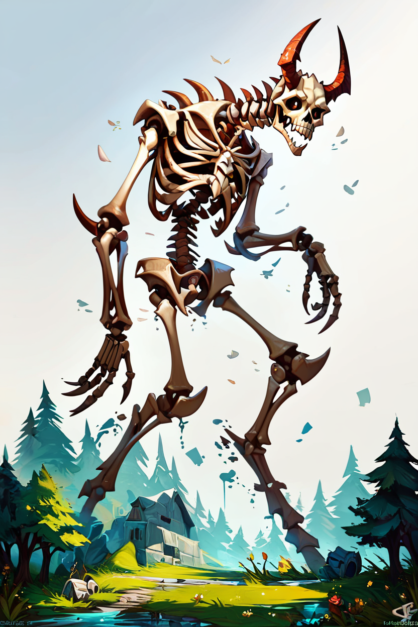 score_9, score_8_up, score_8,  ,,,  zzGiantSkeleton, simple background, white background, horns, teeth, tree, no humans, grass, claws, skull, bone ,,, <lora:Giant_Skeleton_PDXL_v1:0.8>,  ,,, embedding:zPDXL,  <lora:CatalystStylePDXL:0.6>,  <lora:SDXLFaeTastic2400:0.5>,