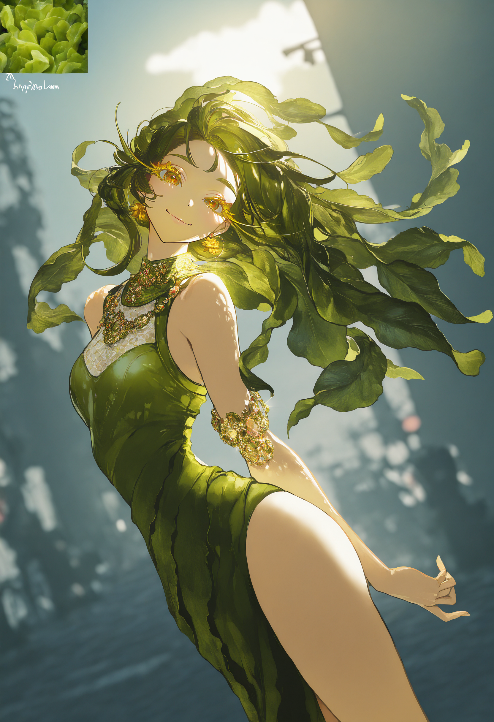 reference inset, reference \(seaweed\),
by [diyokama|say hana|yoneyama mai|lam],
1girl, personification, creature and personification, dynamic pose, dutch angle,
cowboy shot, facing viewer, looking at viewer, smile, long eyelashes, colored eyelashes,
outdoors, scenery, backlighting, street fashion, jewelry,
masterpiece, best quality, very awa, absurdres
<lora:noobai_epred_11_reference_inset_concept_v1:1>