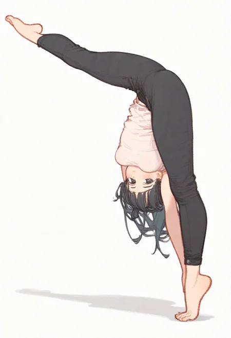 score_9,score_8_up,score_7_up BREAK 1girl,solo,source_anime,long_hair,<lora:ç»èæ»å1.4 StS_PonyXL_Detail_Slider_v1.4_iteration_3:4>,<lora:ARTIST__å·å£ã¤ããµ-Kawaguchi_Issa:0.8>,full body,bow back,barefoot,flexible,tiptoes,spinning,black_pants,hip hop,<lora:naipV3:0.8>,on back,
