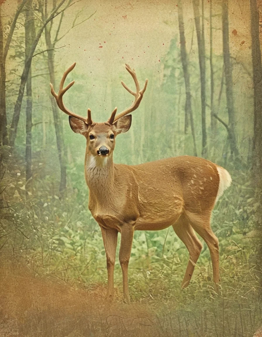 deer in an enchanted forest <lora:novuschroma48 style_1:1> novuschroma48 style