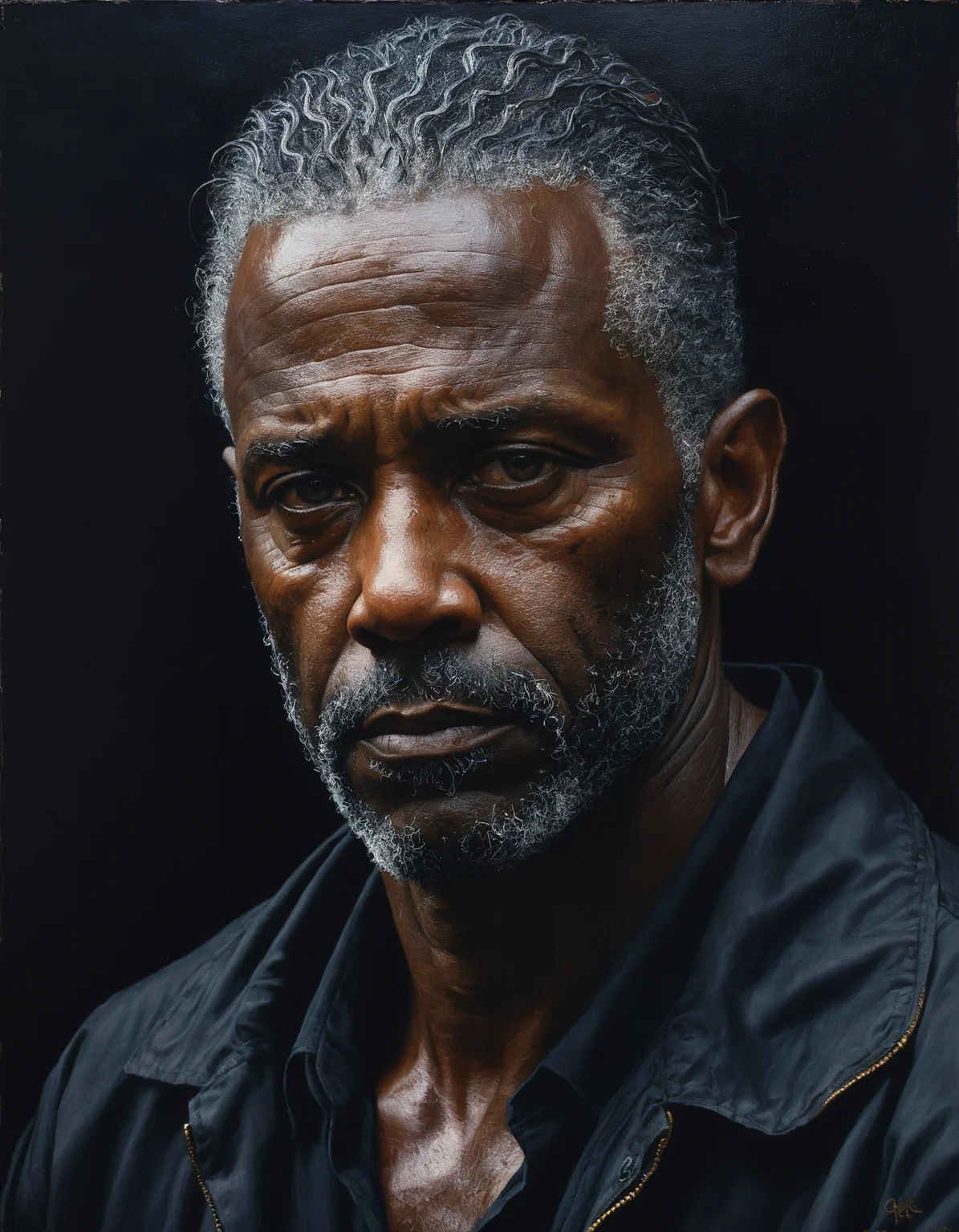oil painting of man, dark shot, dramatic, extremely detailed, intricate, by Greg Rutkowski