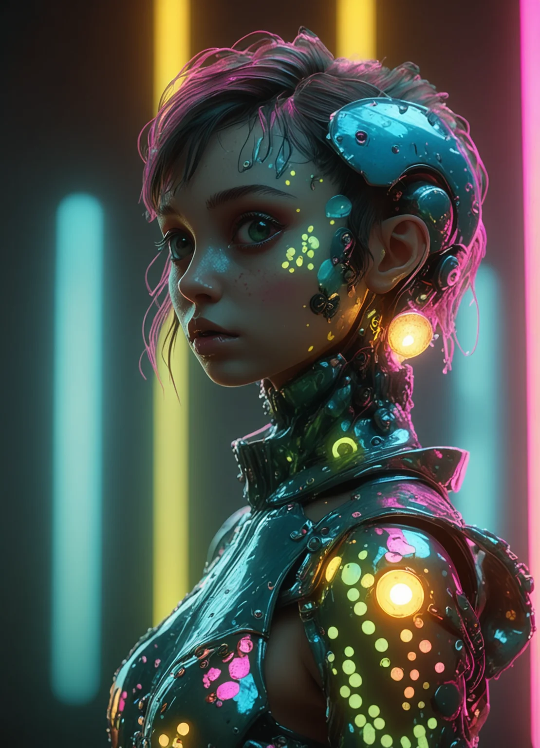Ombre color scheme of neon blue, neon pink, neon yellow, neon green, neon orange, ((Long shot)) of jp-Brendac5 a in the style of unreal engine 5, charles willson peale, jeremiah ketner, mark ryden, aurorapunk, subsurface scattering, cinematic photo, soft lighting, heavy shadow, 35mm photograph, bokeh, professional, 4k, highly detailed, (blush:0.5), (goosebumps:0.5), subsurface scattering cutecore dreampop Dramatic lighting DiscoTech, scifi, uv blacklights, sequined
<lora:envyStarlight_v10:0.8> <lora:TheWeirdies:0.8> TheWeirdies <lora:MJ52:0.35> <lora:retro fashion cyberpunk style:0.8> retro, cyberpunk, fashion, style, subsurface scattering, Photorealistic, Hyperrealistic, analog style, realistic, film photography, soft lighting, heavy shadow