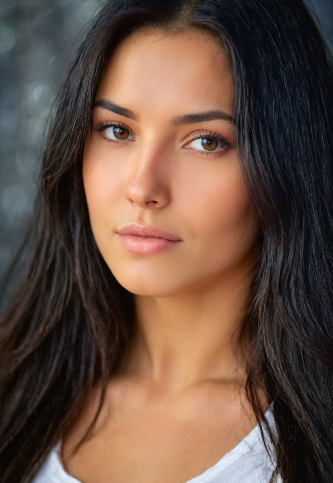 Ultrarealistic, photorealistic, realistic, depth of field, 4k, HDR, masterpiece.
1girl, beautiful, dark hair, long hair. Artistic portrait, soft glow.