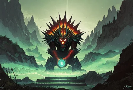 <lora:Kenva:1.0> score_9, knva, halftone effect,epic composition,stunning intricate details,glowing,dragons and horses,verdant mountains and rivers,heroes roam. masterpiece,best masterpiece,