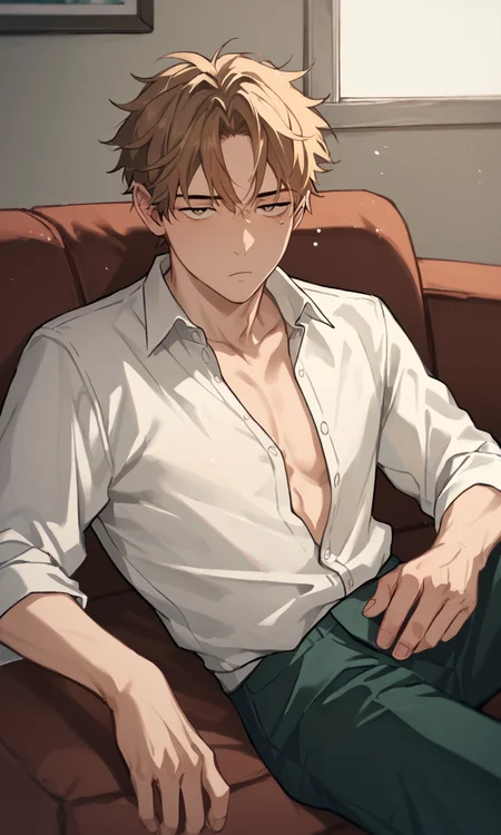 score_9, score_8_up, score_7_up, score_6_up, score_5_up, score_4_up, 1boy, male school uniform, sitting, indoors, sofa, relaxing, unbuttoned shirt, tired, panting, looking at viewer, score_9, score_8_up, score_7_up, score_6_up, score_5_up, score_4_up, 1boy, male school uniform, sitting, indoors, sofa, relaxing, unbuttoned shirt, tired, panting, looking at viewer, intricate detail, cinematic, full composition, beautiful detailed, very