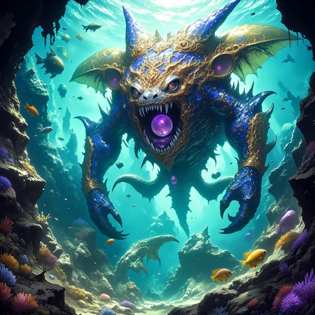 highly detailed, intricate, detailed background, famous artwork inspired by (stephanie pui-mun law:1.3), the legendary "old-fashioned bonesnarl" is a (monstrous mythical underwater creature:1.2), its large iridescent fins and murglewhammer glisten as it ramshmorgels through a yarbled coral reef with its vibrant sea life and the submerged slormspiggled ruins of planet "ramsnuggle iv", golden ratio, in the style of ck-ovf, amanoer, arsmjstyle, dnddarkestfantasy, aidmamj6.1,
<lora:style-oneviolentfantasy-ep21-flux-by_chronoknight:0.52>
<lora:style-yoshitaka_amano-elden_ring-flux-by_alicient:0.64>
<lora:style-dnd_dark_fantasy-flux-by_arsmachina:0.68>
<lora:midjourney_61-v0.4-flux-by_aidma:0.76>
<lora:faetastic_details-flux-by_faeia:0.6>