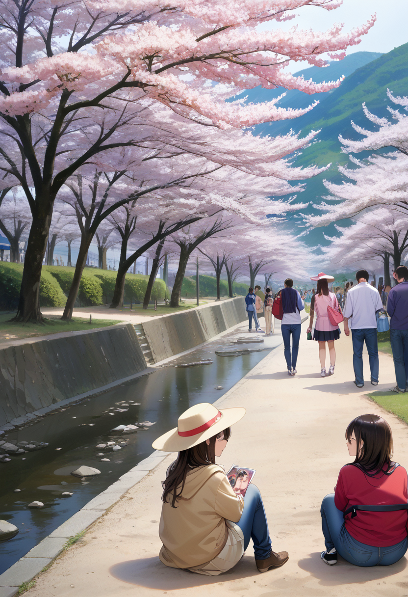 score_9, score_8_up, score_7_up, rating_safe, masterpiece, best quality, absurdres, unity 8k wallpaper, official art, official style, source_anime, uncensored, game cg, megami magazine,
syukugawa, cherry blossoms, tree, outdoors, real world location, multiple boys, multiple girls, pants, black hair, 6+boys, brown hair, bag, scenery, skirt, jacket, short hair, day, standing, shirt, jeans, sitting, hat, spring (season), denim, long hair, backpack, hood, 6+girls, glasses, realistic, photo (medium), photo background
 <lora:syukugawa_PONY_V1:1>