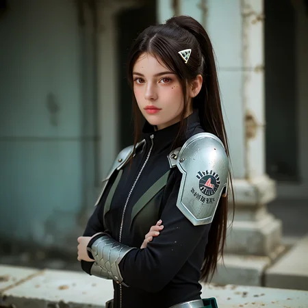 score_9_up, score_8_up, score_7_up, (masterpiece), (best quality), (ultra-detailed), (very aesthetic:1.2), intricate details, perfect composition, absurdres, romantic atmosphere, 
 <lora:MinaAshiroXLpony001:1>,minaashiro, black hair, ponytail, long hair, hair ornament, mole under eye, mole, red eyes,
<lora:43stl1ght1ngXLP2:0.5>, 43stl1ght1ng,