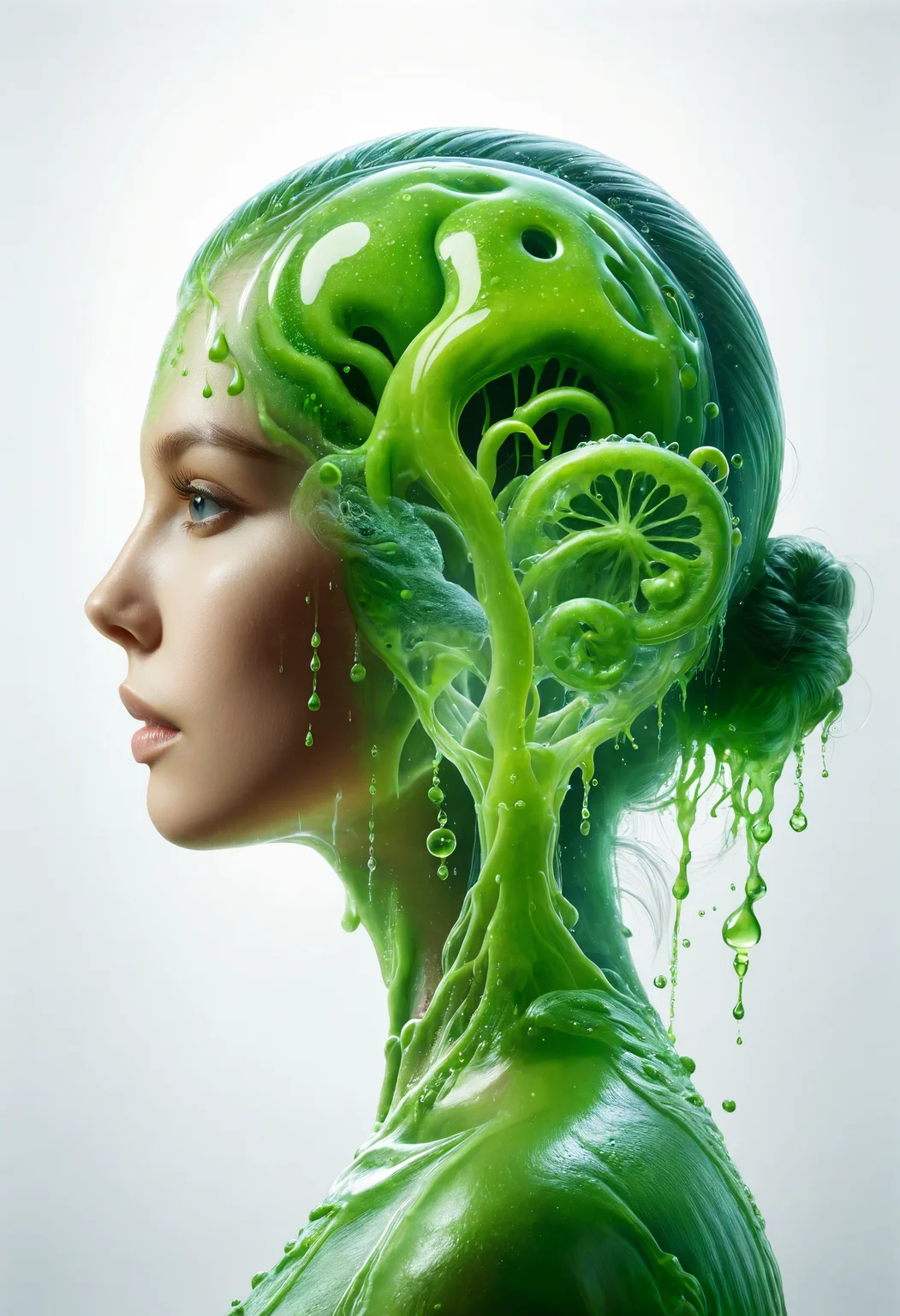 dvr-wwyt, a woman, slime, double exposure <lora:dvr-wwyt:0.8>