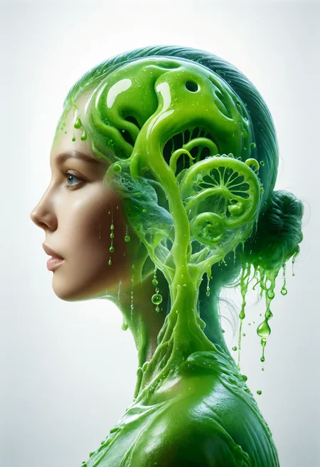 dvr-wwyt, a woman, slime, double exposure <lora:dvr-wwyt:0.8>