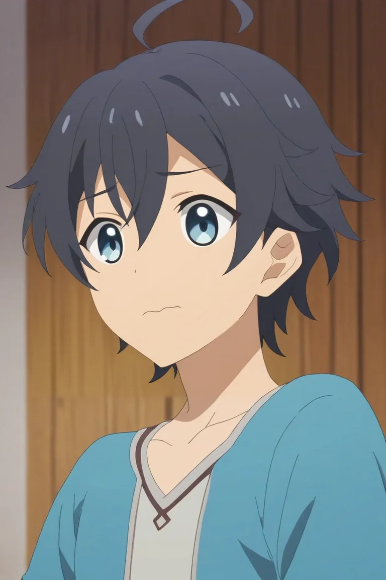 score_9, score_8_up, score_7_up, source_anime, rating_safe, , anime screencap, , official style, , depth of field, 1boy, solo, male focus, <lora:yuuki_princess_connect_pony:0.78>, yuuki_princess_connect, black hair, blue eyes, short hair, hair between eyes, bangs, antenna hair, ahoge, wide angle, wide shot, full body, farm, plantation, noon, twisted torso, wavy mouth, , <lora:sdxl_lightning_8step_lora:1>