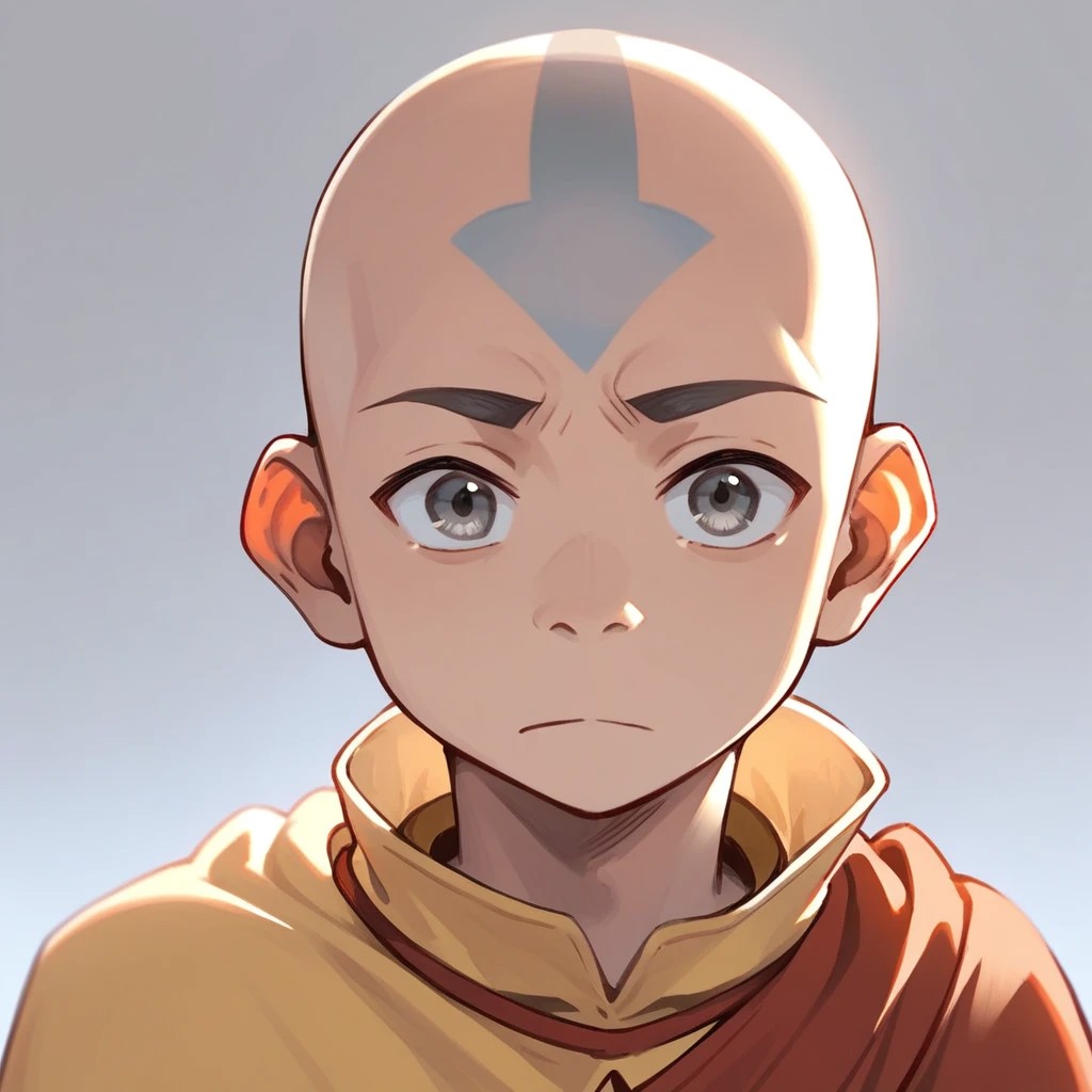 score_9, score_8_up, score_7_up, score_6_up, score_5_up, score_4_up, 1boy, Aangava, grey eyes, avatarstate, bald, portrait