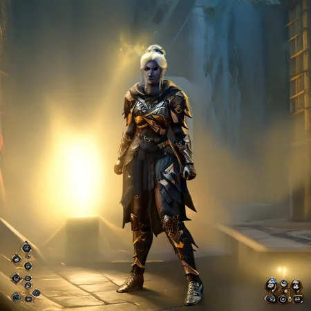 VG_SS, fake screenshot, english text,
(High Resolution), (More Details), (8K), (High Resolution)
Fake video game interface.
Scrolled beat'em up.
1 girl,
mintharalora, blue skin, white hair with bun, body armor, leg armor,
perfection style,
(Faceshot_By_stable_yogi-v2)
full body, zoomed out,exactly facing right clenched fists, ready for fist-fight.
BREAK
and 2+ boys, bandit, cloak, leather armor, hulking body, horns, facing left , ready for fist-fight.
backdrop is a bloody arena, strong artificial lighting