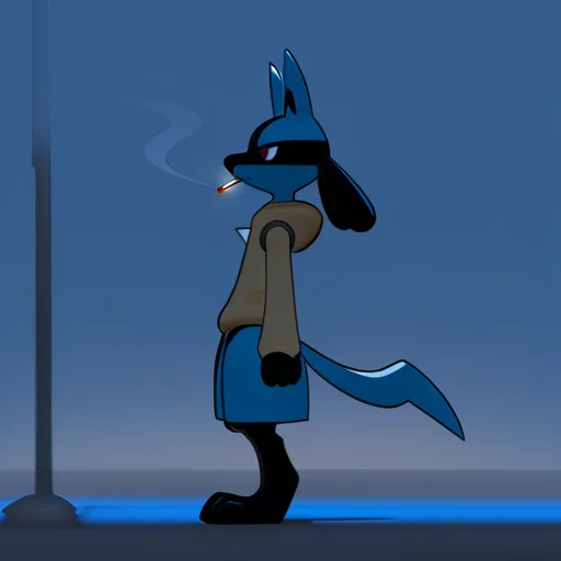 <lora:Inkune-09:1>inkune,
masterpiece,best quality,amazing quality, sfw,
BREAK
solo, lucario, pokemon (creature), male,
BREAK
1boy, displeasure expression, tired, hoodie,
standing, smocking,
from side, fullbody, night, dark ambient, no illumination, cigarette light