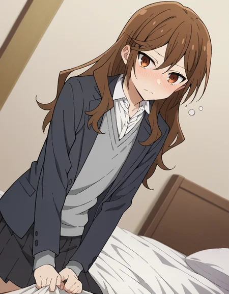 score_9, score_8_up, score_7_up, source_anime,
kyoukohori,  <lora:kyouko-hori-s2-ponyxl-lora-nochekaiser:1>,
kyouko hori, long hair, bangs, brown hair, hair between eyes, brown eyes,
shirt, school uniform, jacket, collared shirt, blazer, sweater, grey sweater, white shirt, black blazer, skirt, black skirt,
indoors, bed, bed room, on side, blush, drunk,
cowboy shot, looking at viewer, solo, dutch angle,