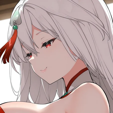masterpiece,best quality,newest,absurdres,highres,<lora:noobai_ep11_stabilizer_v0.138_fp16:1>,1girl,lu_xiaoyu,white hair,<lora:Lu_Xiaoyu1,:1>,seductive_smile,