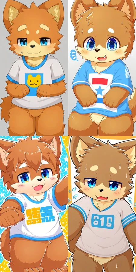 ((((sdgs4levelonerubili)))), 1boy, score_9, solo, furry, cute, kemono, <lora:levelonerubili-clean:1>, wearing t-shirt, rating_questionable
