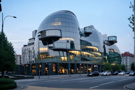 <lora:YourBlobitecture_XL:1> , ((blobitecture)), ((masterpiece)), ((best quality)), scenery, outdoors, sky, building, day, tree, city, real world location, road, motor vehicle, lamppost, window, reflection, curvy, curtain wall, glass,, photography, capturing moments, storytelling, creative composition