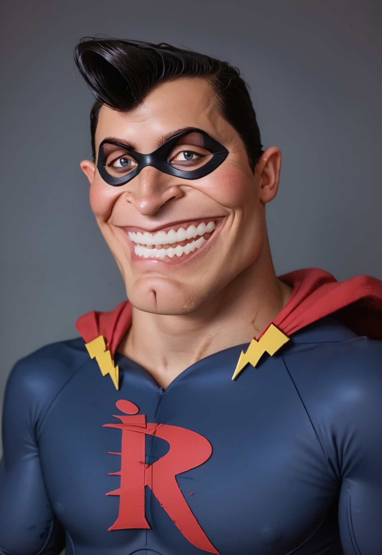 safe_pos, score_9, score_8_up, score_7_up, impo10rage, smile, teeth, domino mask . (embedding:zPDXLrl.pt:1.0), impo10rage, smile, teeth, domino mask, superhero outfit, cape, rating_explicit