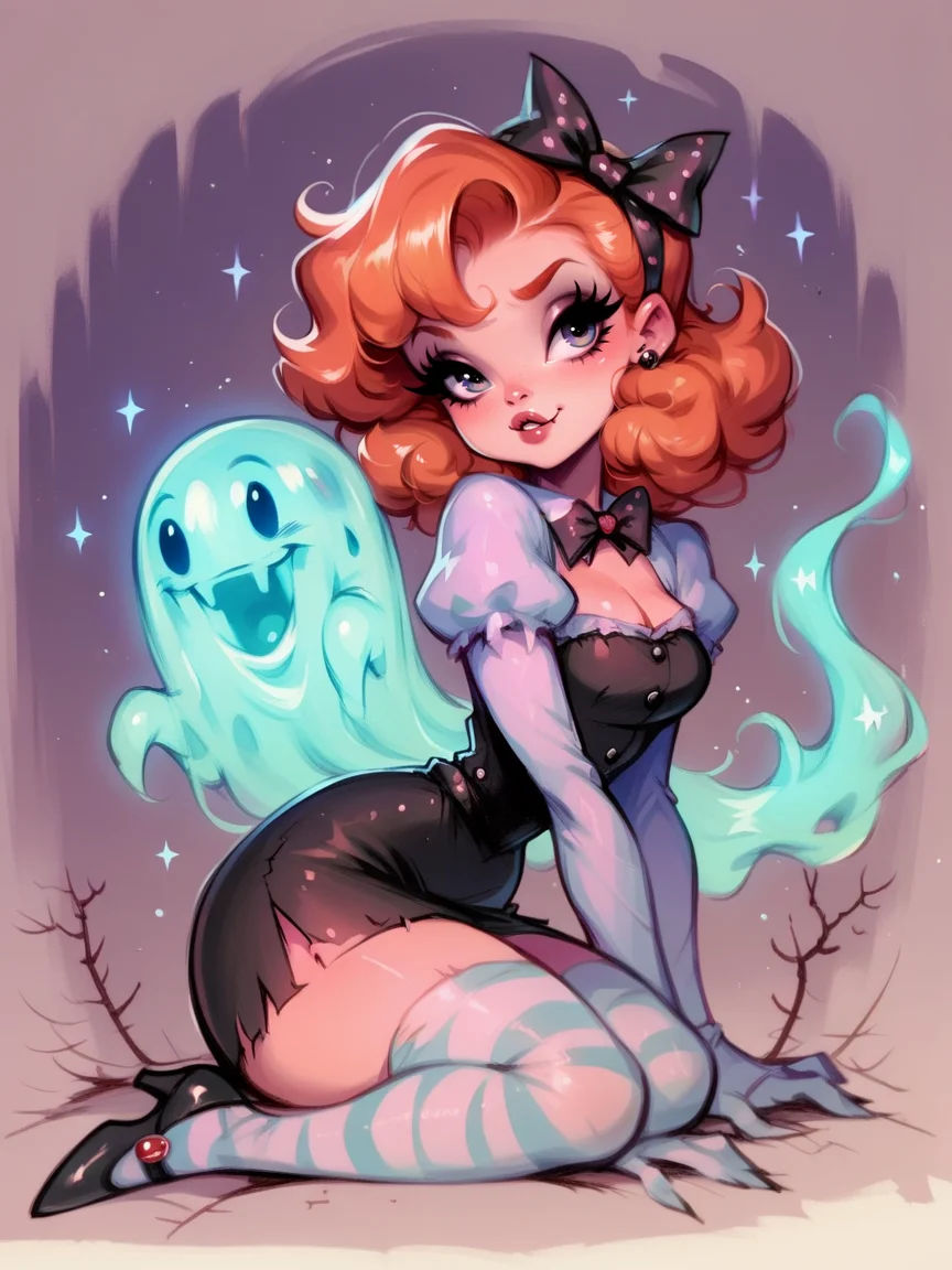 score_9, score_8_up, score_7_up, score_6_up, score_5_up <lora:K33N3RXLP:1> k33n3r, 1girl, solo, ginger hair, ghost, spooky